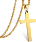 Gold Cross Necklaces for Men Boys Stainless Steel Cross Pendant Chain Catholic Religious Christian Birthday First Communion Easter Basket Stuffers Jewelry Gifts Teen Adults Male Kids Age Ideas
